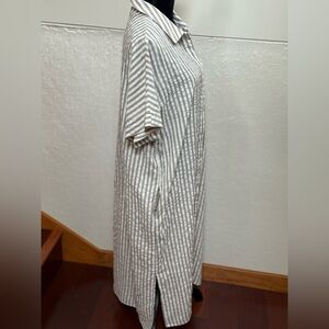 NWT Grand and Gather brand, brown and white seersucker stripe dress/topper, S,